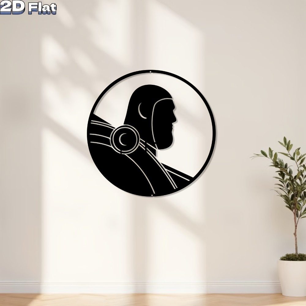 Office Tech Decor - モダンロボットアルミ製ウォールアート、耐候性・防錆性、屋内外兼用、未来型テクノロジー、ホームオフィス・庭の装飾