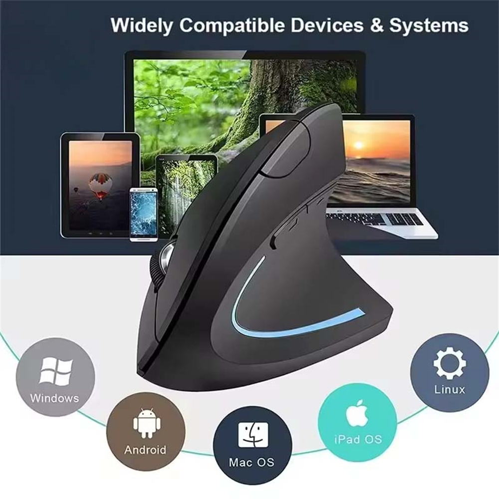 Ergonomic Mouse Vertical - 垂直マウス 2.4GHz ワイヤレス光学マウス人間工学に基づいたゲーミングマウス発光ミュート Bluetooth マウスラップトップ PC