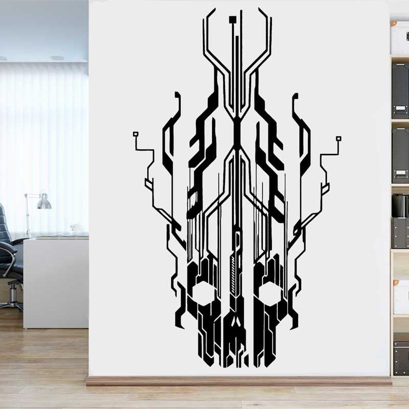 Office Tech Decor - 装飾用ウォールステッカーチップ,PCBテクノロジー,スカルビニール,家庭用,オフィス用,Playroom,書斎,コーヒー,ギフト用