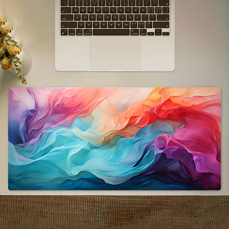 Office Tech Decor - 大型抽象カラーマウスパッド、テックマウスパッド、デスクマット、大型XXLマウスマット、コンピューターマット、デスクアクセサリー、オフィスデコレーションラグ