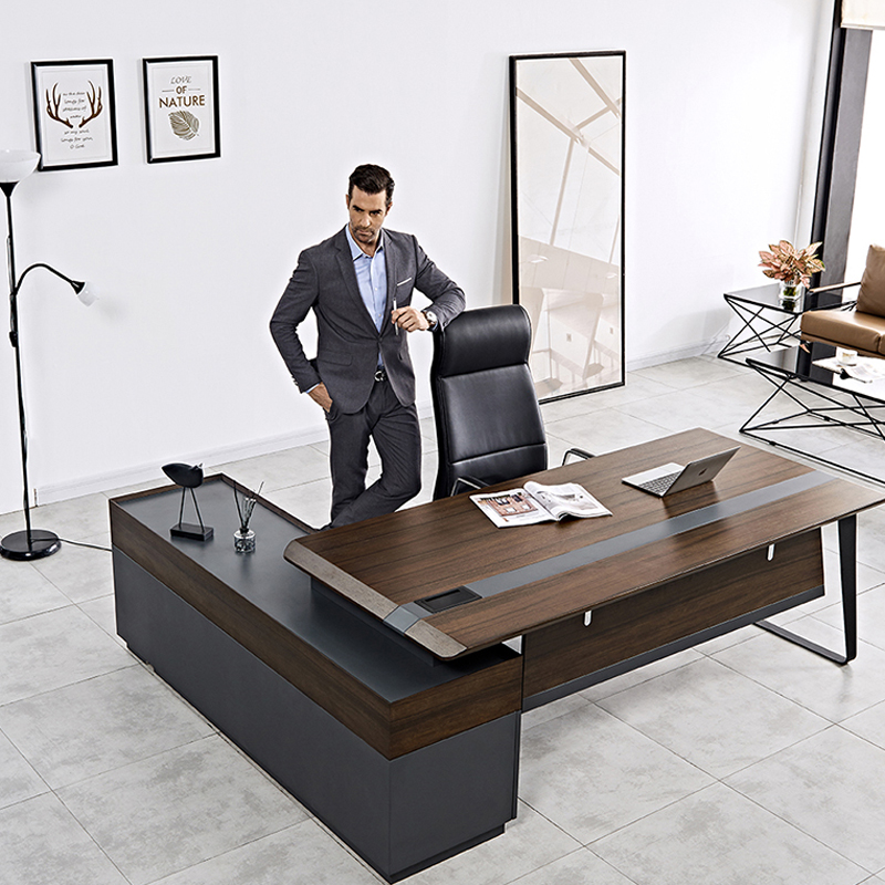 Office Tech Design - モダンな高級木製オフィスデスクワークステーションテーブルデザイン CEO社長ハイテクエグゼクティブCEOデスクオフィス家具