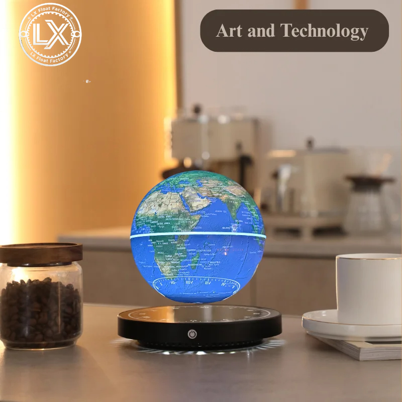 Office Tech Decor - 磁気浮遊地球儀 LEDライト付き地球儀 世界地図 ホームオフィス装飾用 クールなテックギフト 子供や先生へのプレゼント