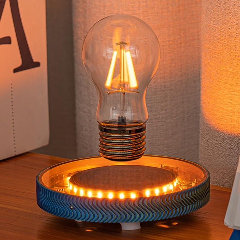 Office Tech Decor - 空中浮遊ワイヤレスLED電球デスクランプ、男の子と女の子のためのユニークなギフト、寝室のナイトライト、ホームオフィスの装飾、テック玩具