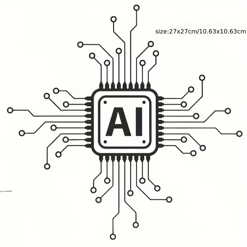 Office Tech Decor - AIテクノロジー回路基板ビニールウォールデカール - 漫画風光沢のある自己粘着ステッカー（ガラス、オフィス、家の装飾用） - テック-