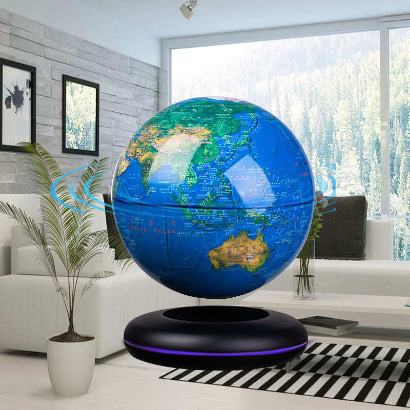 Office Tech Decor - 磁気浮上地球儀 8インチ 浮遊地球 ハイテクLEDライトアップデスクオーナメント 教師へのクリエイティブな贈り物 自宅オフィス装飾