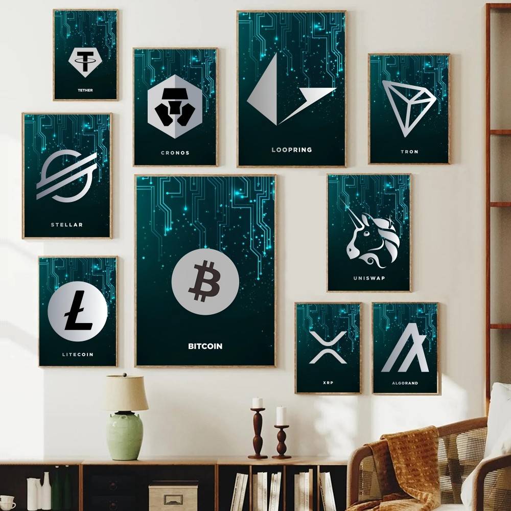 テックサーキット暗号通貨シンボルポスターデジタルコインロゴ幾 - Office Tech Decor のレビューと価格