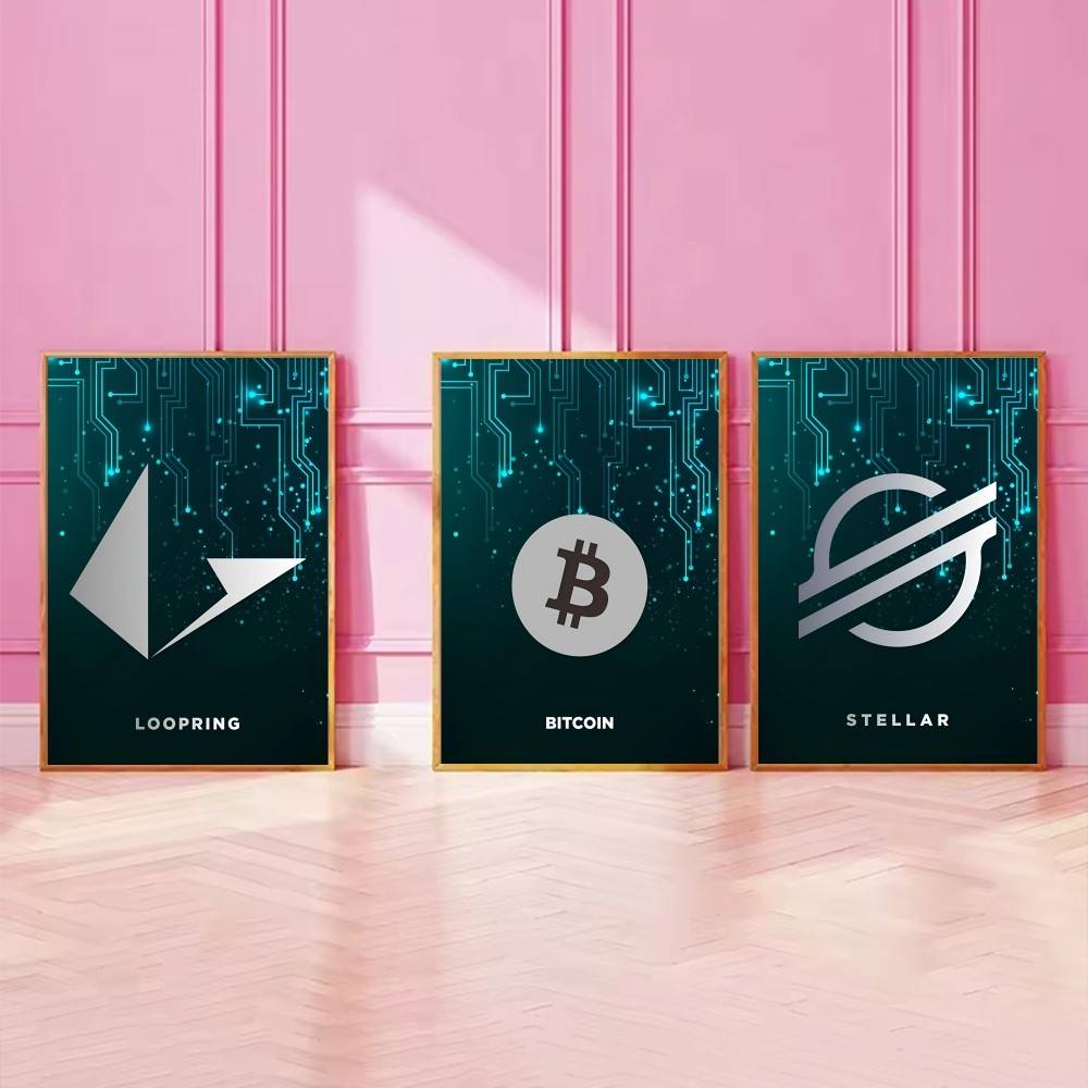 テックサーキット暗号通貨シンボルポスターデジタルコインロゴ幾 - Office Tech Decor のレビューと価格