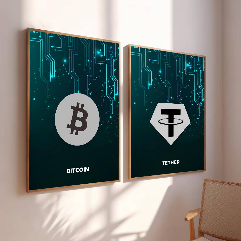 テックサーキット暗号通貨シンボルポスターデジタルコインロゴ幾 - Office Tech Decor のレビューと価格