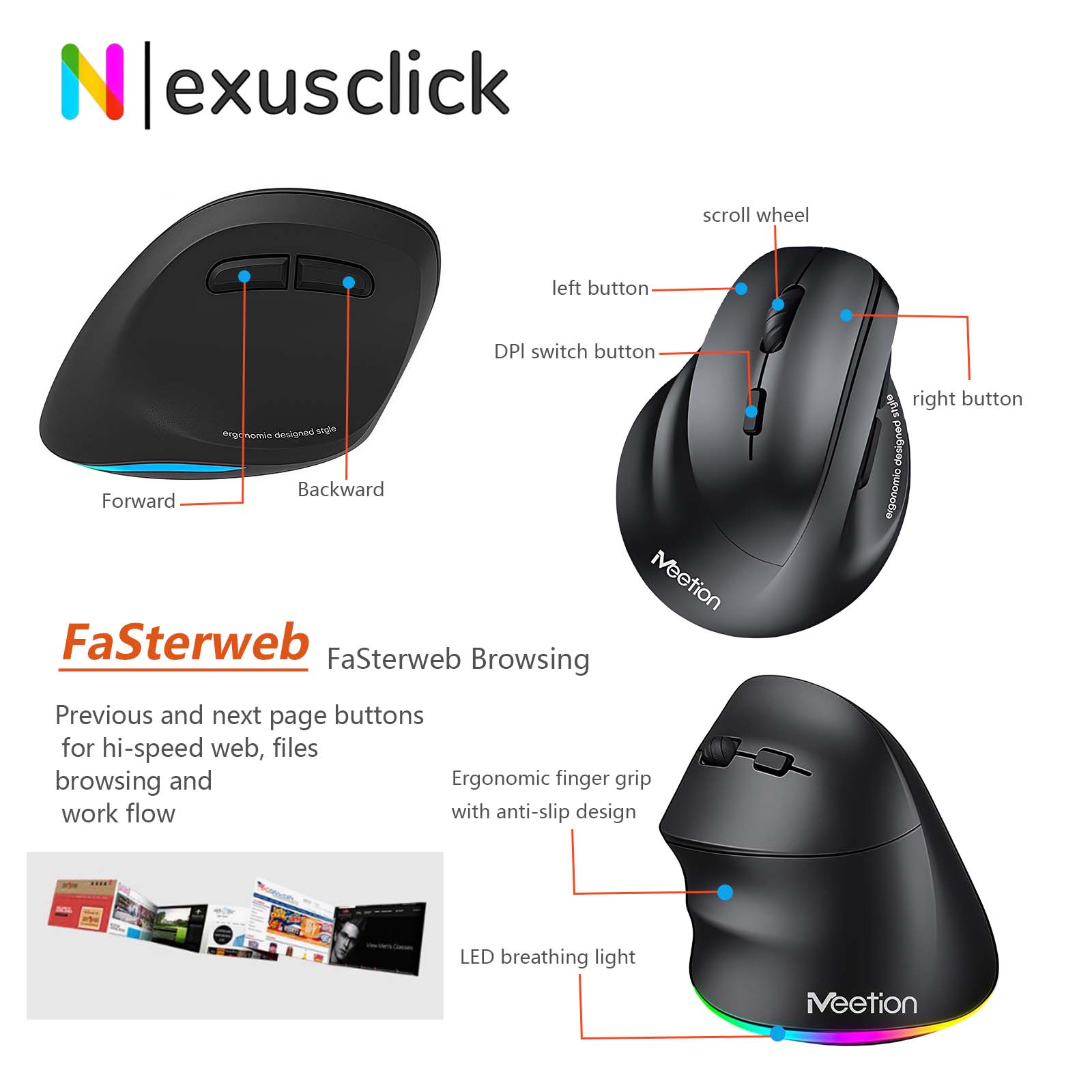 Meetion Mishen Bluetooth 左利き用エ - Ergonomic Mouse Vertical のレビューと価格