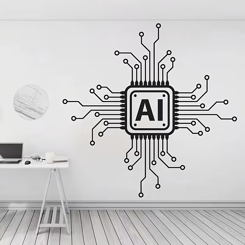 AIテクノロジー回路基板ビニールウォールデカール - 漫画風 - Office Tech Decor のレビューと価格