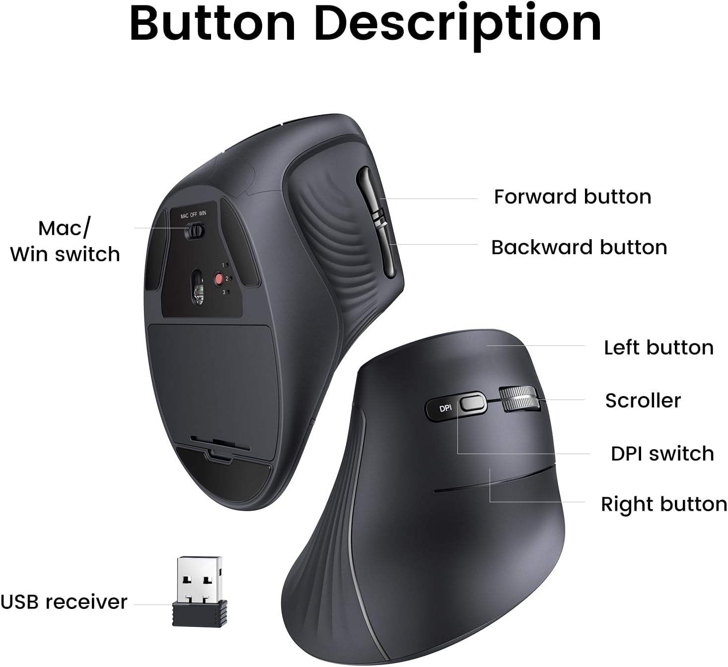 UGREEN MU008 垂直ワイヤレス Bluetooth - Ergonomic Mouse Vertical のレビューと価格