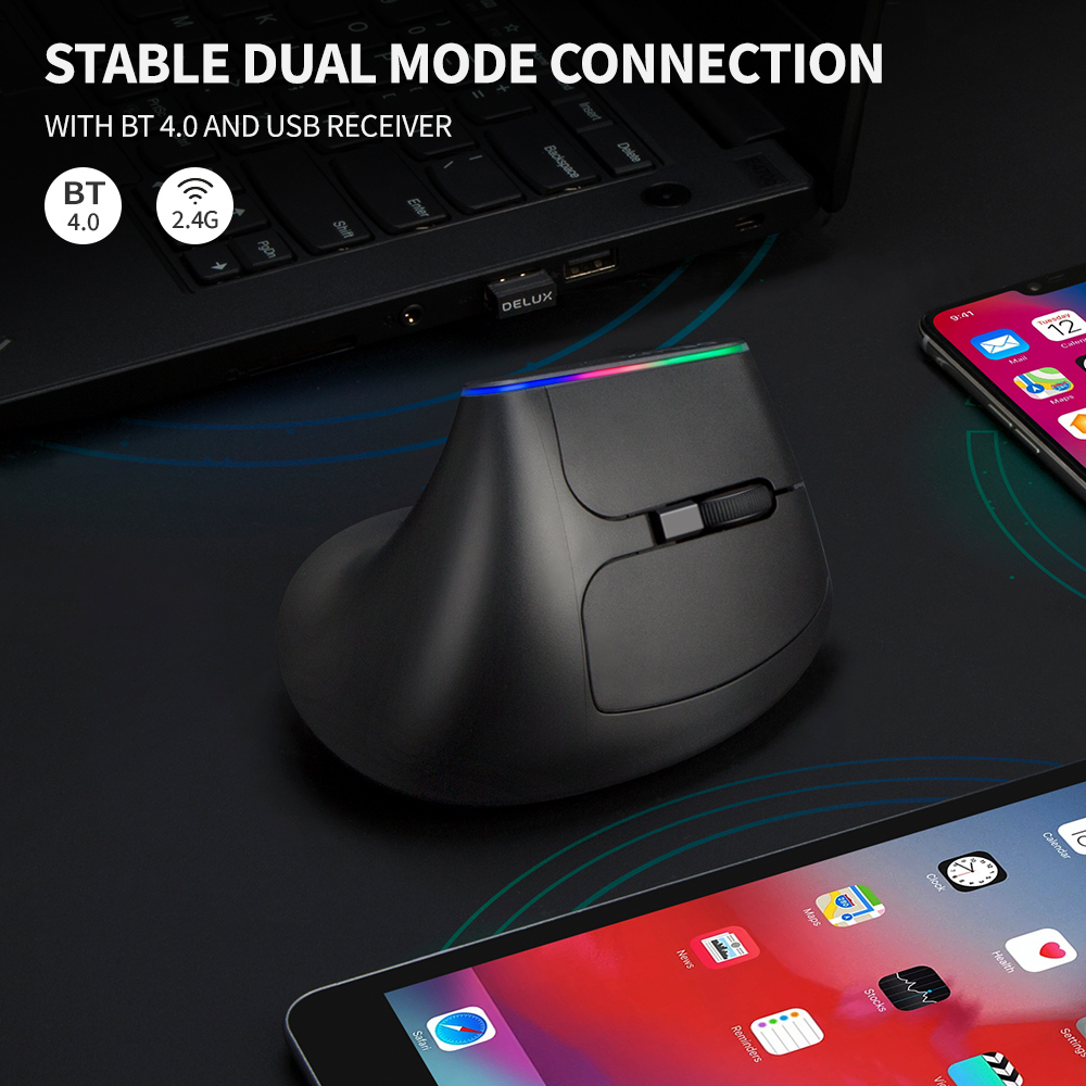 Delux-人間工学に基づいたワイヤレス垂直マウス,充電式, - Ergonomic Mouse Vertical のレビューと価格